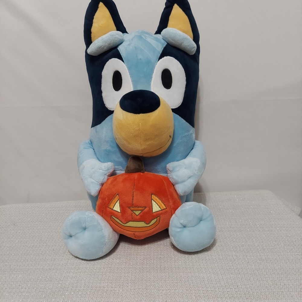 Bluey Official 2018 Halloween Pumpkin Big‎ Sitting Plush 18" Tall Blue